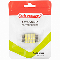 Автолампа диод T11(C5W) 12V 49 SMD диодов 1-конт 41мм обманка Белая SKYWAY Салон, номер комплект 2шт